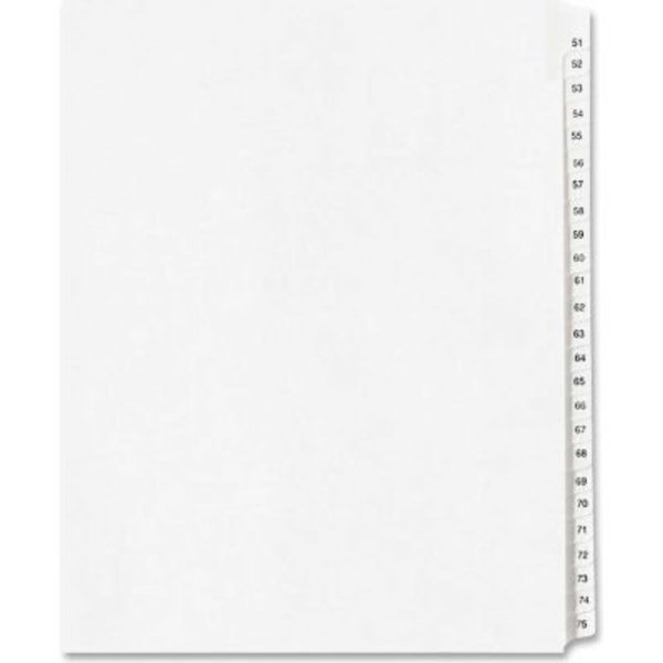 Avery Dennison Avery Side Tab Collated Legal Index Divider, 51 to 75, 8.5"x11", 25 Tabs, White/White 1703